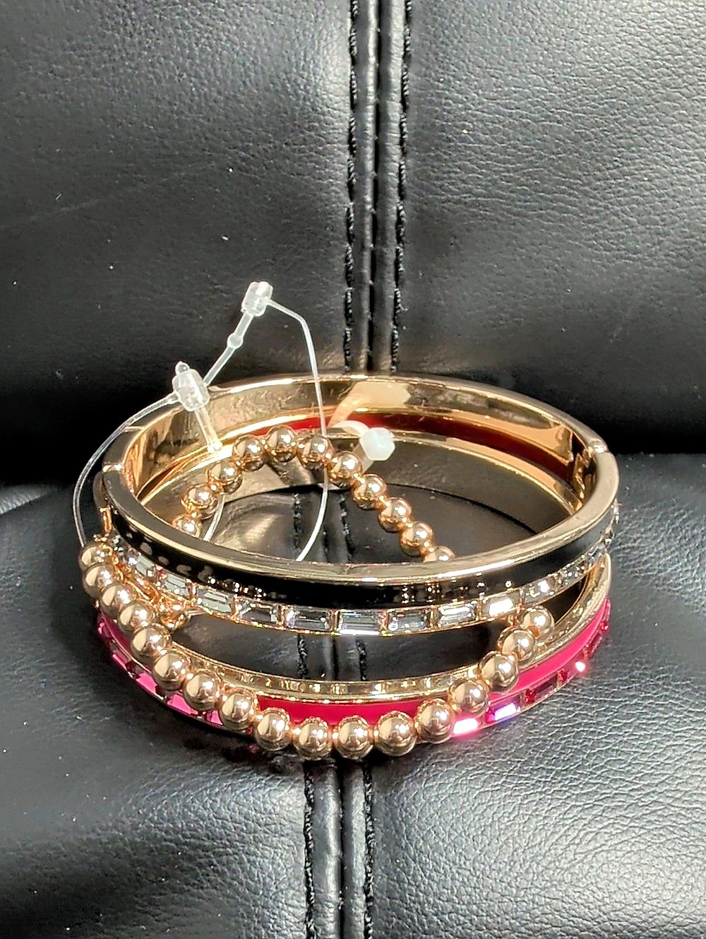 Bracelet Set In Stone and Enamel Hinged Bangle Set Multicolor Bracelet Stack